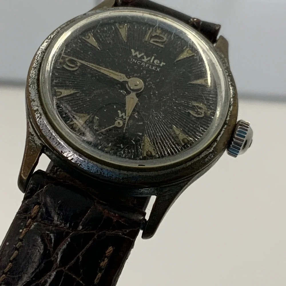 Vintage Wyler Incaflex Watch Sunburst Dial Manual Wind Parts Repair 1023H 2603